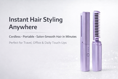 Meneflix Portable Mini Hair Straightener – Cordless, Rechargeable, Adjustable Hot Comb
