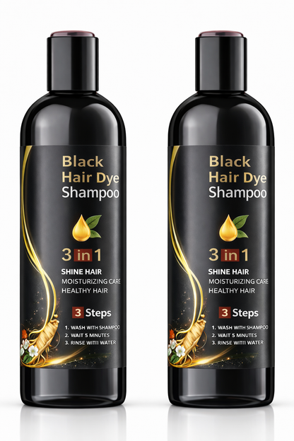 HealNest Black Herbal Hair Dye Shampoo – 3-in-1 Grey Coverage Care