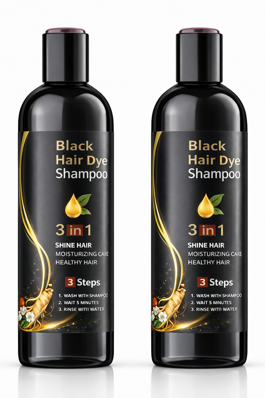 HealNest Black Herbal Hair Dye Shampoo – 3-in-1 Grey Coverage Care