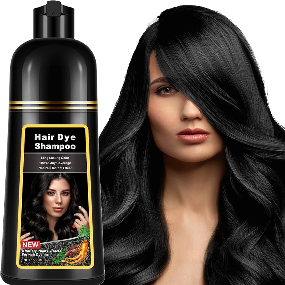 HealNest Black Herbal Hair Dye Shampoo – 3-in-1 Grey Coverage Care
