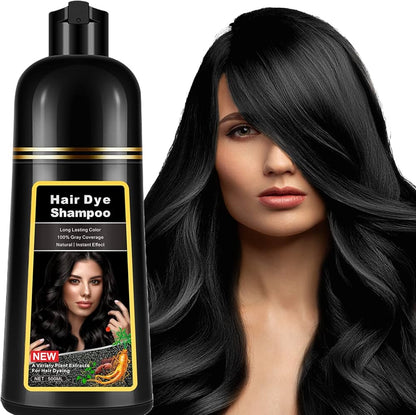 HealNest Black Herbal Hair Dye Shampoo – 3-in-1 Grey Coverage Care