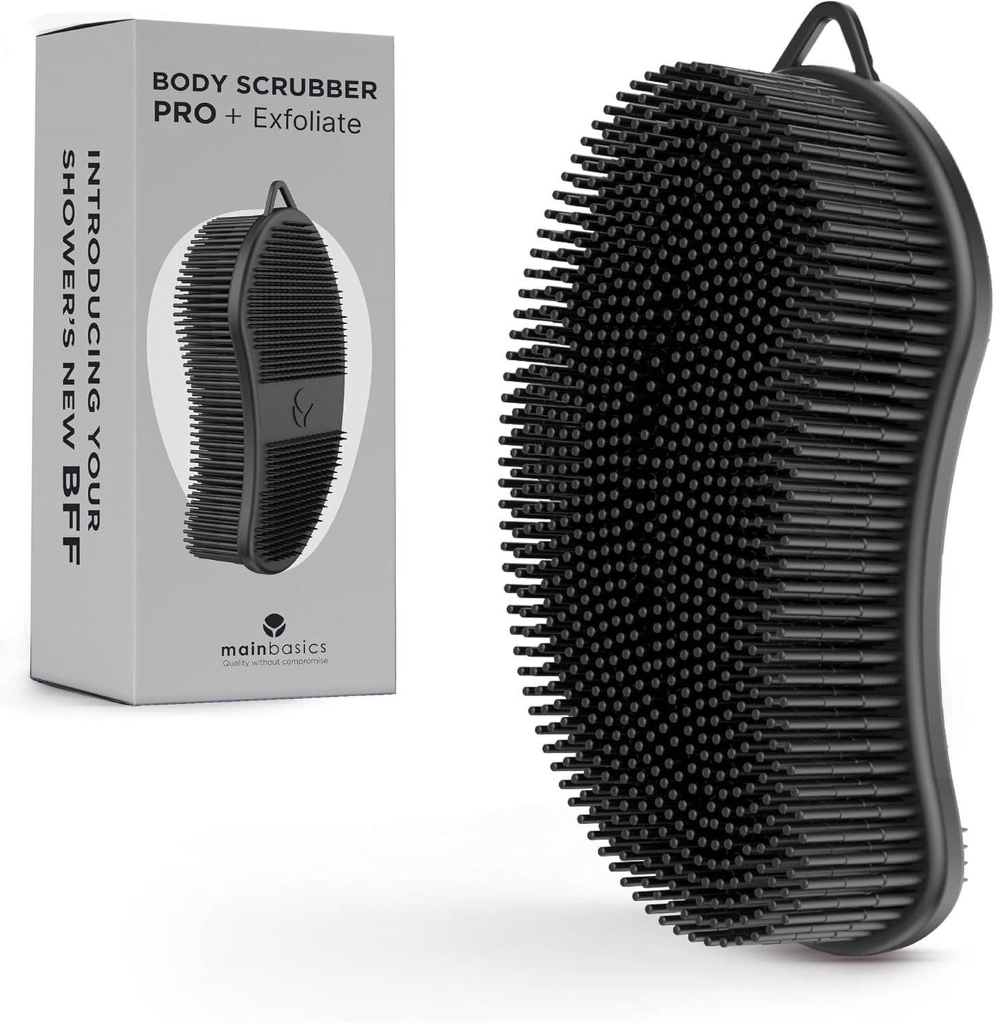Exfoliating Silicone Body Scrubb, Shower Scrubber for Body, Silicone Bath Loofah and Scalp Massager (Black)