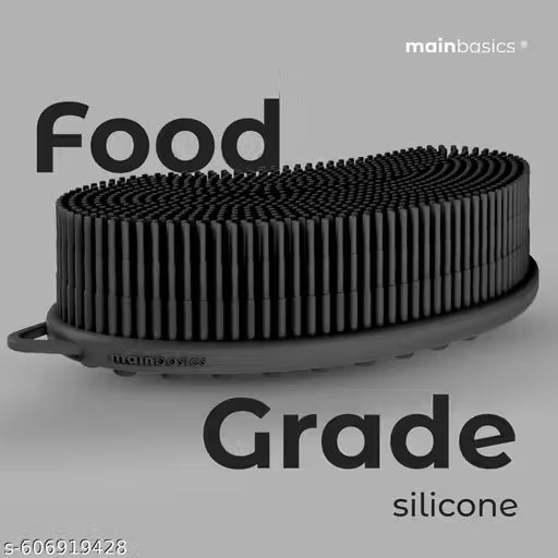 Exfoliating Silicone Body Scrubb, Shower Scrubber for Body, Silicone Bath Loofah and Scalp Massager (Black)